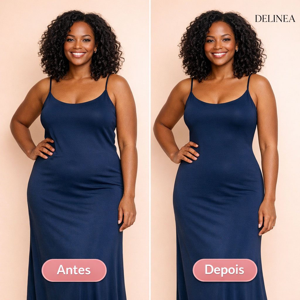 Antes e Depois — Vestido DeLinea