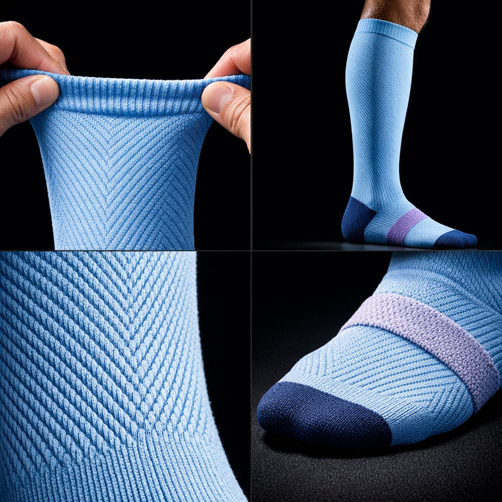 Meia Compressiva Esportiva Fisiovital — cor Azul Clara